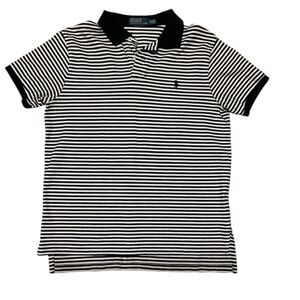 Polo by Ralph Lauren Black and White Striped Polo Shirt SIZE L